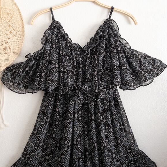 MISA Los Angeles Suki Cold-Shoulder Floral Flowy Mini Dress XS - Picture 3 of 14